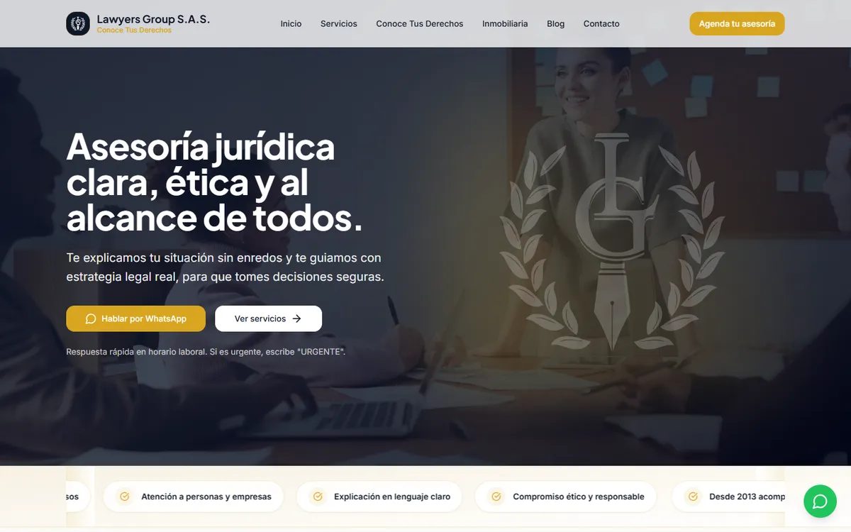 Proyecto Lawyers Group: sitio corporativo a medida